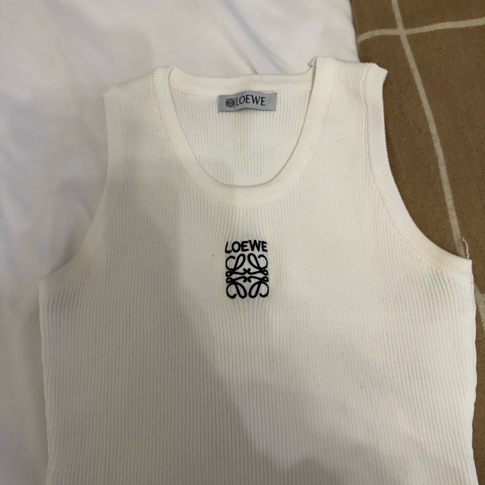Loewe White Ribbed Logo Tank Top - Picture 2 of 2